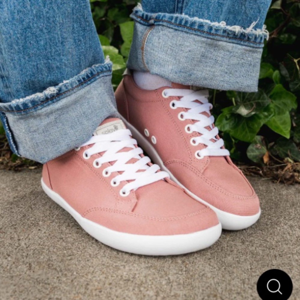 Splay Barefoot Shoes Zero Drop Freestyle Minimalist Pink Canvas Sneakers Lace Up